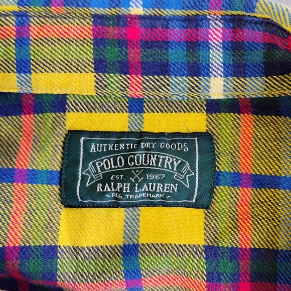 Vtg Polo Country Ralph Lauren Plaid Flannel Shirt Snap Button Mens Size Medium - Picture 7 of 13